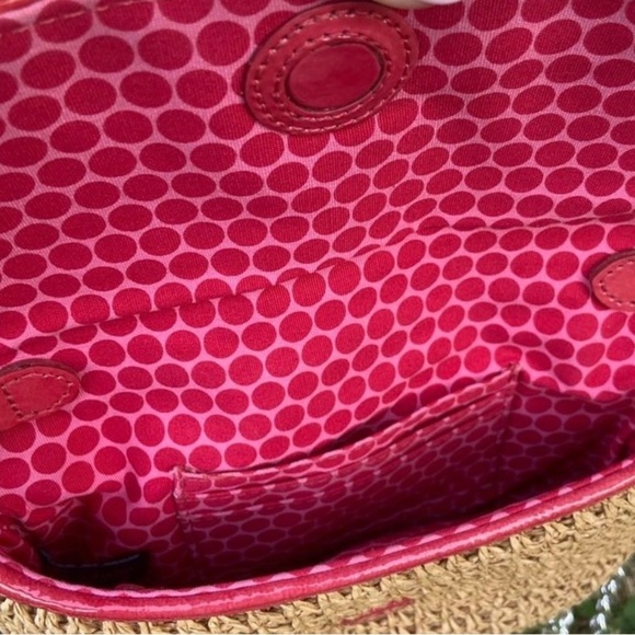 BRIGHTON…EUC… Dottie Straw Pink Patent Leather Trim Crossbody Bag 8”X6” - Picture 4 of 8